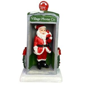 Phonebooth Santa‎ Figure Christmas Village Decor Accessory 4.5" Tall NIB